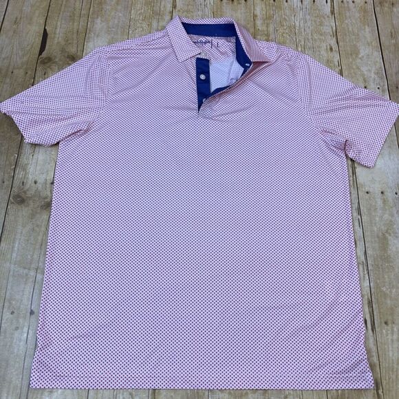 Grunk Dolfer Polo Shirt Large All Over Graphic Print Red Stars White Background - Picture 5 of 13